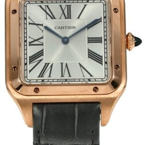 Cartier Herrklocka WGSA0032 Santos Dumont Silverfärgad/Läder