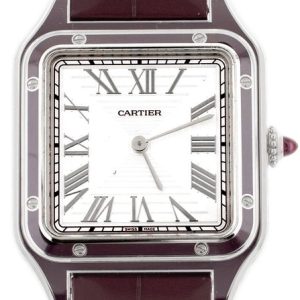 Cartier Herrklocka WGSA0053 Santos Dumont Vit/Läder