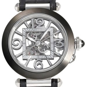 Cartier Herrklocka WHPA0017 Pasha De Skelettskuren/Läder ⌀41 mm