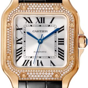 Cartier Herrklocka WJSA0012 Santos De Silverfärgad/Läder