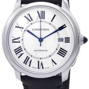 Cartier Herrklocka WSRN0032 Ronde Must Vit/Läder ⌀40 mm