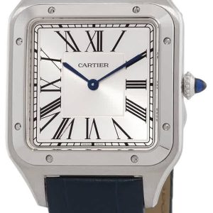 Cartier Herrklocka WSSA0032 Santos Dumont Silverfärgad/Läder