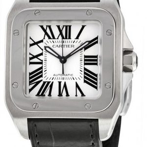 Cartier Santos Santos 100 W20106X8 Silverfärgad/Läder 32x32 mm