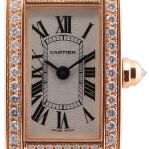 Cartier Tank Americaine Damklocka WB710014 Silverfärgad/Läder