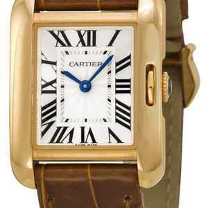 Cartier Tank Anglaise Damklocka W5310042 Silverfärgad/Läder