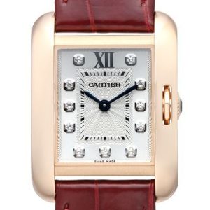 Cartier Tank Anglaise Damklocka WJTA0007 Silverfärgad/Läder