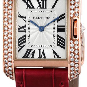 Cartier Tank Anglaise Damklocka WT100029 Silverfärgad/Läder