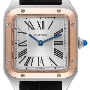 Cartier W2SA0012 Santos Dumont Silverfärgad/Läder