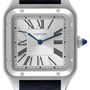 Cartier WSSA0022 Santos Dumont Silverfärgad/Läder