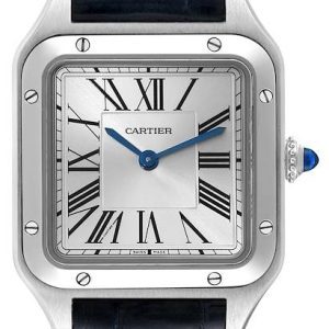 Cartier WSSA0023 Santos Dumont Silverfärgad/Läder