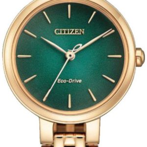 Citizen Damklocka EM0993-82Z Eco Drive Grön/Roséguldstonat stål