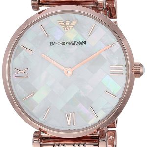 Emporio Armani Damklocka AR11110 Dress Vit/Roséguldstonat stål ⌀32