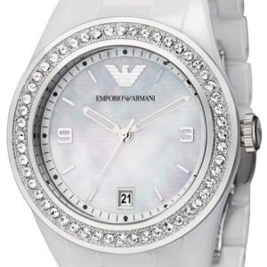 Emporio Armani Damklocka AR1426 Franco Vit/Keramik ⌀39 mm