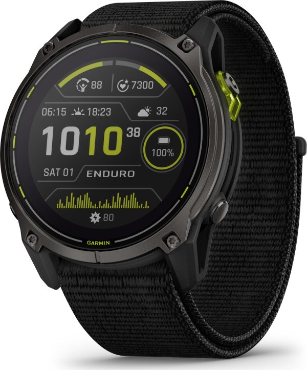 garmin enduro 3 carbon grey dlc titanium/black ultrafit nylon strap