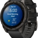 garmin fenix 8 amoled 47mm, sapphire carbon gray dlc titanium - black/pebble grey silicone strap