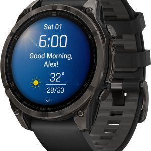 Garmin Fenix 8 Amoled 47mm, Sapphire Carbon Gray DLC Titanium - Black/Pebble Grey Silicone Strap