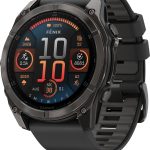 garmin fenix 8 amoled 51mm, sapphire carbon gray dlc titanium - black/pebble grey silicone strap