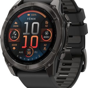 Garmin Fenix 8 Amoled 51mm, Sapphire Carbon Gray DLC Titanium - Black/Pebble Grey Silicone Strap