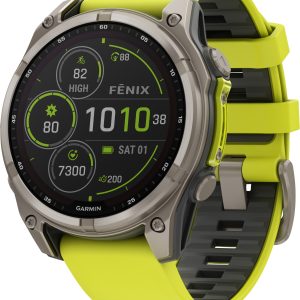 Garmin Fenix 8 Solar 47mm, Sapphire Solar Titanium - Amp Yellow/Graphite Silicone Strap