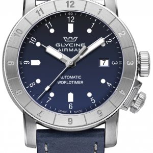 Glycine Airman Herrklocka GL0062 Blå/Läder ⌀42 mm