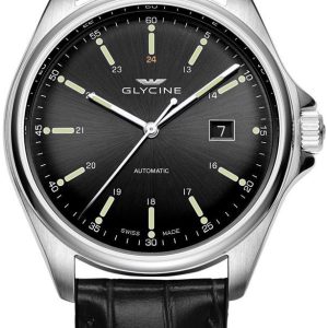 Glycine Combat Herrklocka GL0109 Svart/Läder ⌀43 mm