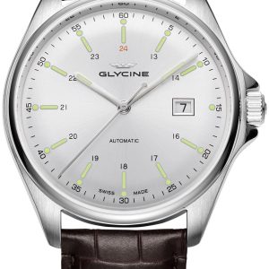 Glycine Combat Herrklocka GL0110 Silverfärgad/Läder ⌀43 mm