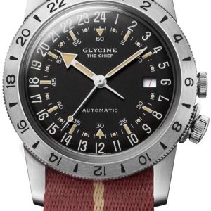 Glycine GL0474 Airman Svart/Läder ⌀40 mm