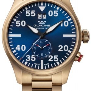 Glycine Herrklocka GL0368 Airpilot Dual Time Blå/Guldtonat stål