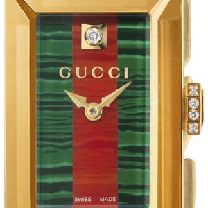 Gucci Damklocka YA147513 G-Frame Flerfärgad/18 karat gult guld