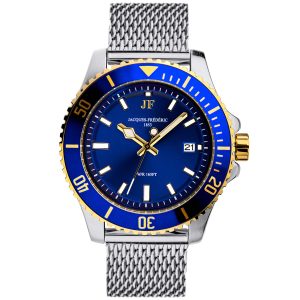 jacques-frédéric nautique mesh 18k gold / steel / blue