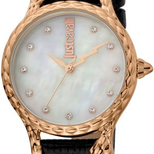 Just Cavalli Damklocka JC1L125L0035 Animalier Vit/Läder ⌀32 mm