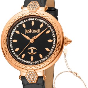 Just Cavalli Damklocka JC1L205L0025 Snake Svart/Läder ⌀34 mm