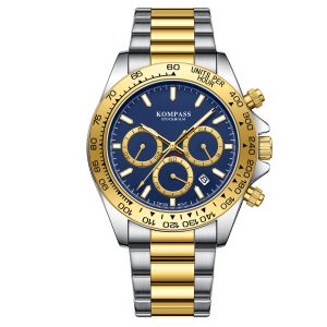 kompass chronorace silver gold blue