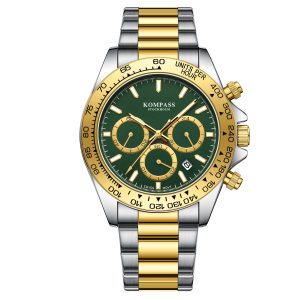 kompass chronorace silver gold green