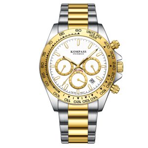 kompass chronorace silver gold white