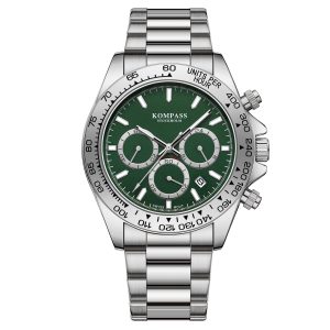 kompass chronorace silver green