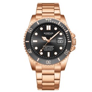 kompass grand diver rose gold black