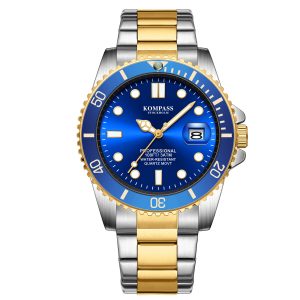 kompass grand diver silver gold blue