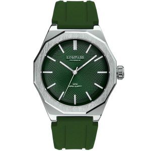 kompass mistral rubber steel case green dial