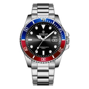 kompass oceanxplorer silver black/blue/red