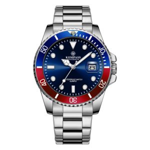 kompass oceanxplorer silver blue/red