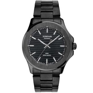 kompass riviera black steel case black dial