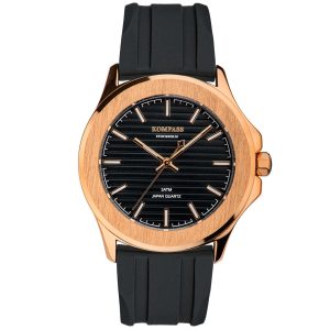 kompass riviera rose gold case black dial