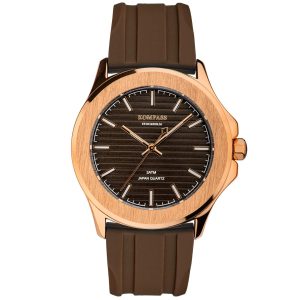 kompass riviera rose gold case brown dial