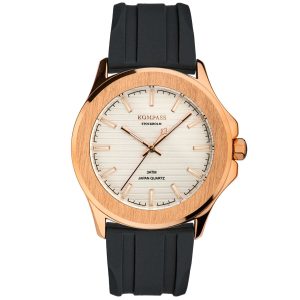 kompass riviera rose gold case white dial