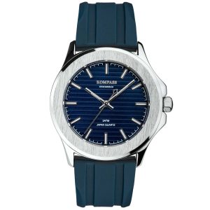 kompass riviera silver case blue dial