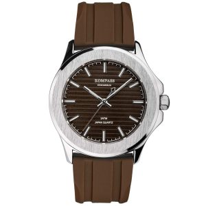 kompass riviera silver case brown dial