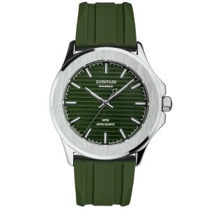 kompass riviera silver case green dial