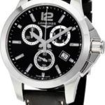 longines damklocka l3.279.4.56.3 conquest svart/läder ⌀35 mm