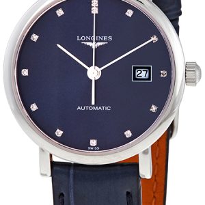 Longines Damklocka L4.310.4.97.2 Elegant Blå/Läder ⌀29 mm